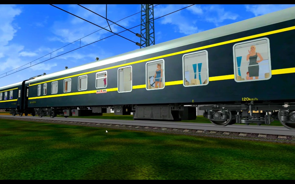 openrails/msts 精度24型客车&24型落地窗旅游列车「1080p播放」_模拟