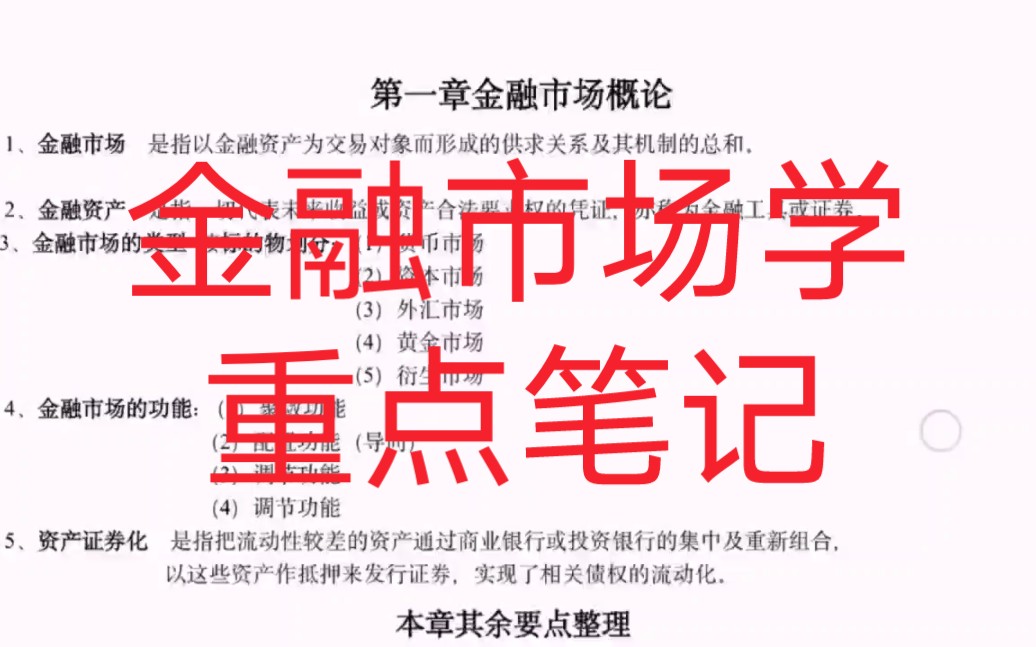 专业课必备!金融市场学重点笔记+知识点总结+习题答案详解哔哩哔哩bilibili