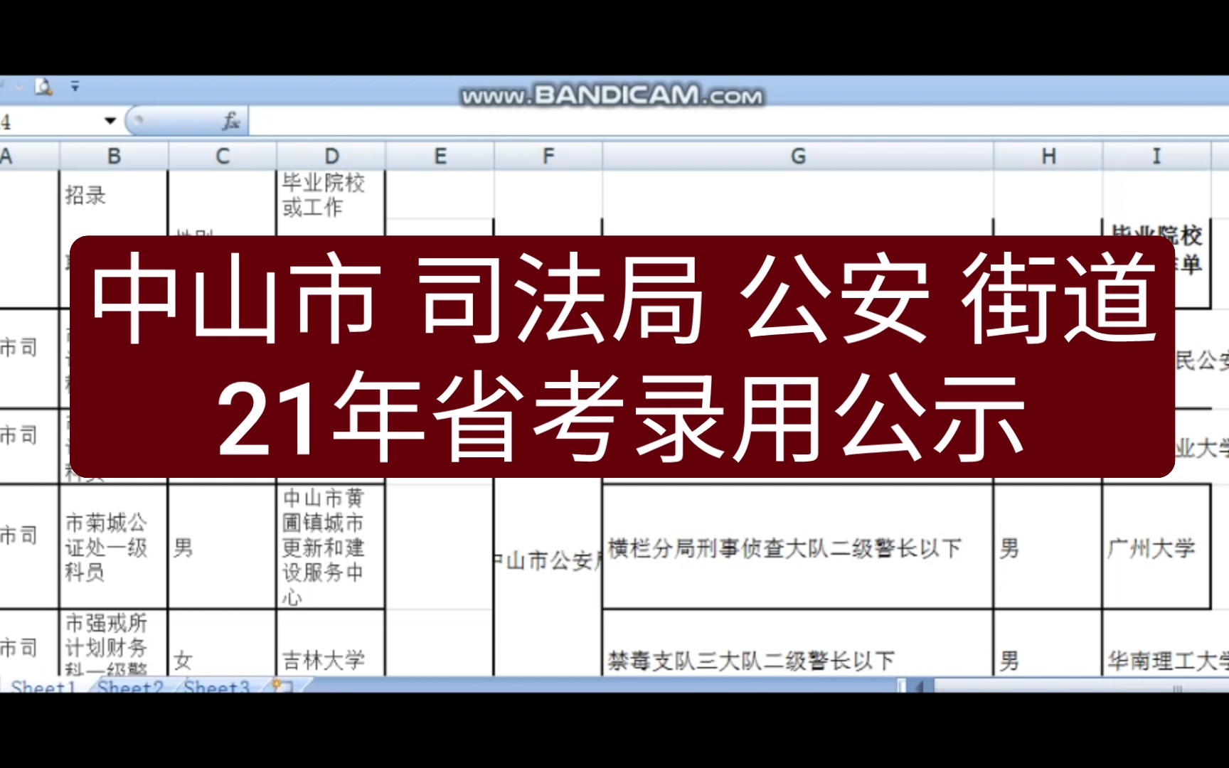 中山市 21年省考录用公示哔哩哔哩bilibili