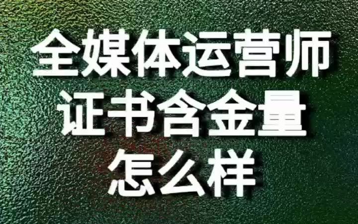 全媒体运营师证书含金量怎么样哔哩哔哩bilibili