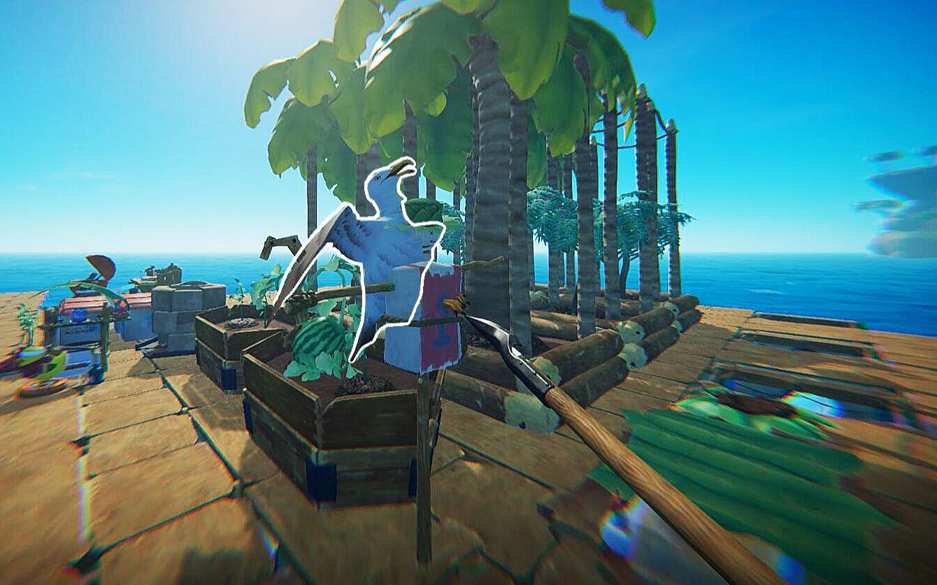 木筏求生最高难度终于逮捕到坏鸟了当场烤了