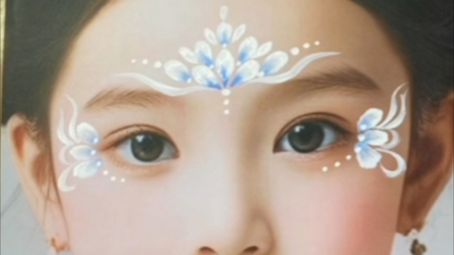 儿童面部彩绘第56期 古典蓝色花钿