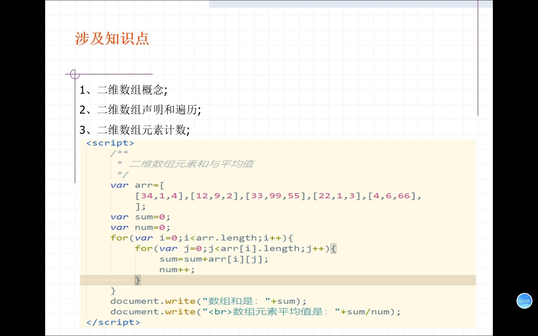 JavaScript案例二维数组元素之和与平均值哔哩哔哩bilibili