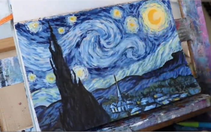 【油画教程】梵高的星空|Acrylic Painting Tutorial Starry Night by Van Gogh哔哩哔哩bilibili