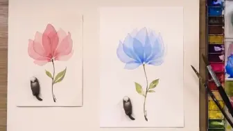 水彩 透明的花怎么画 哔哩哔哩 Bilibili