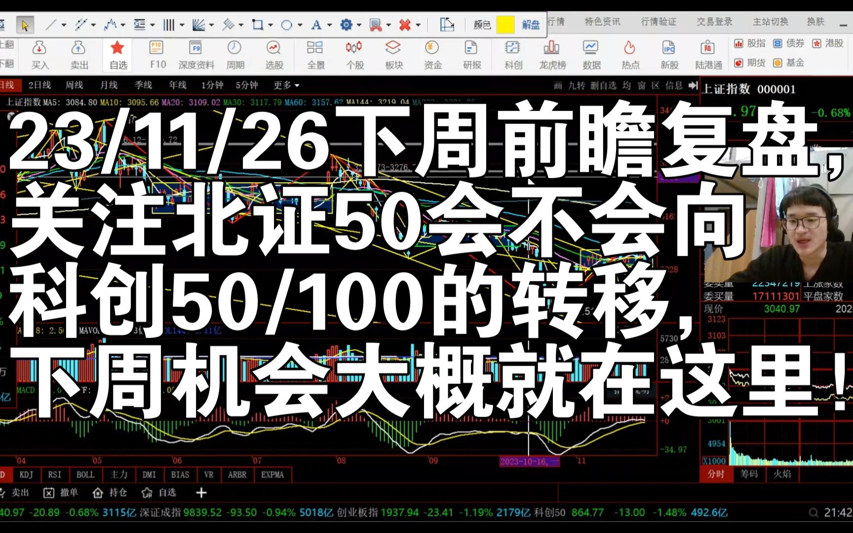 [图]23/11/26下周前瞻复盘，关注北证50会不会向科创50/100的转移，下周机会大概就在这里！