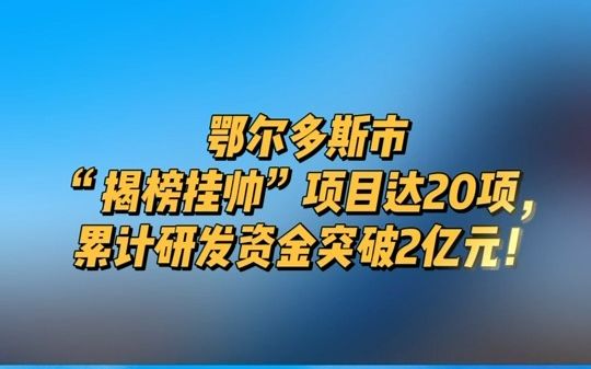 鄂尔多斯市“揭榜挂帅”项目达20项,累计研发资金突破2亿元!哔哩哔哩bilibili