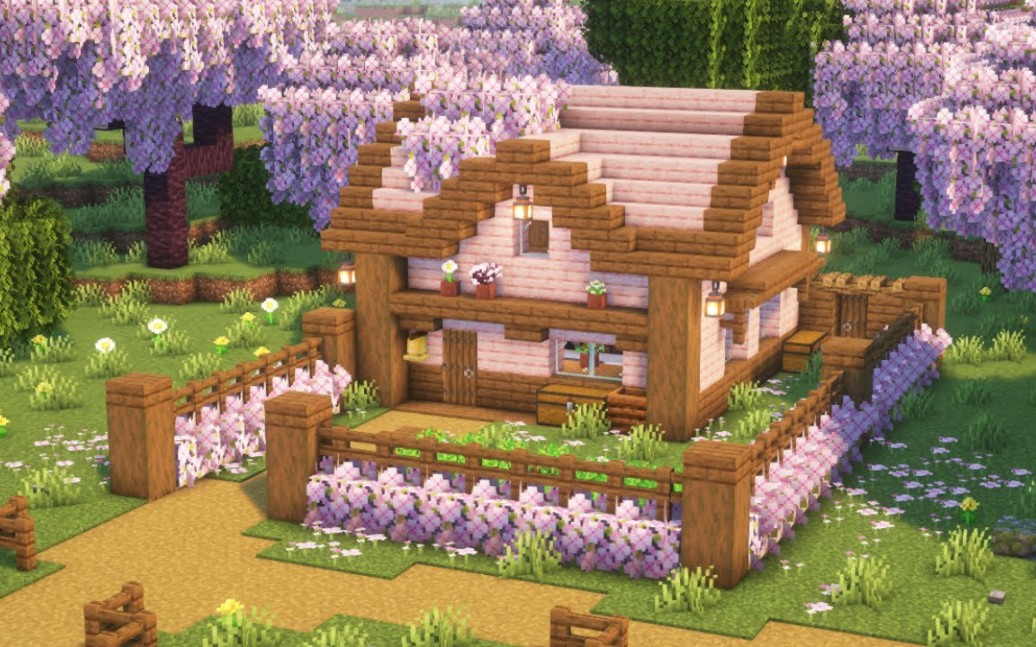 minecraft丨如何建造小型樱花屋