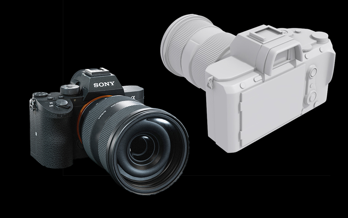 【3dmax道具建模】索尼"照相机"模型布线卡线到材质贴图全流程详细