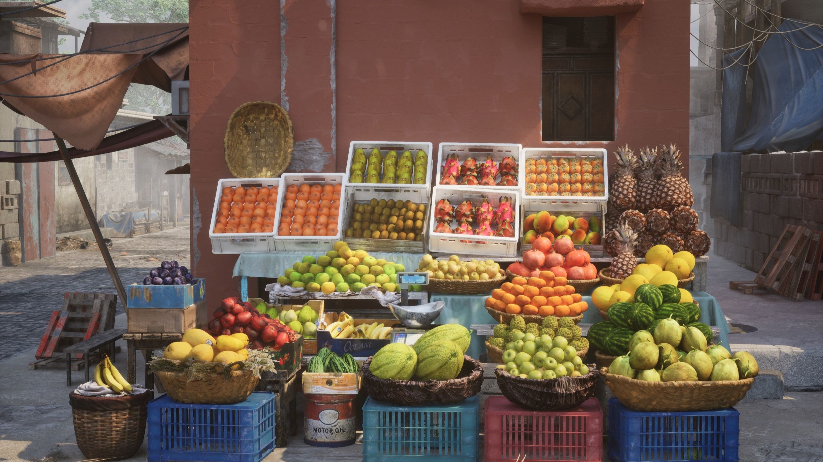 现代写实水果摊渲染