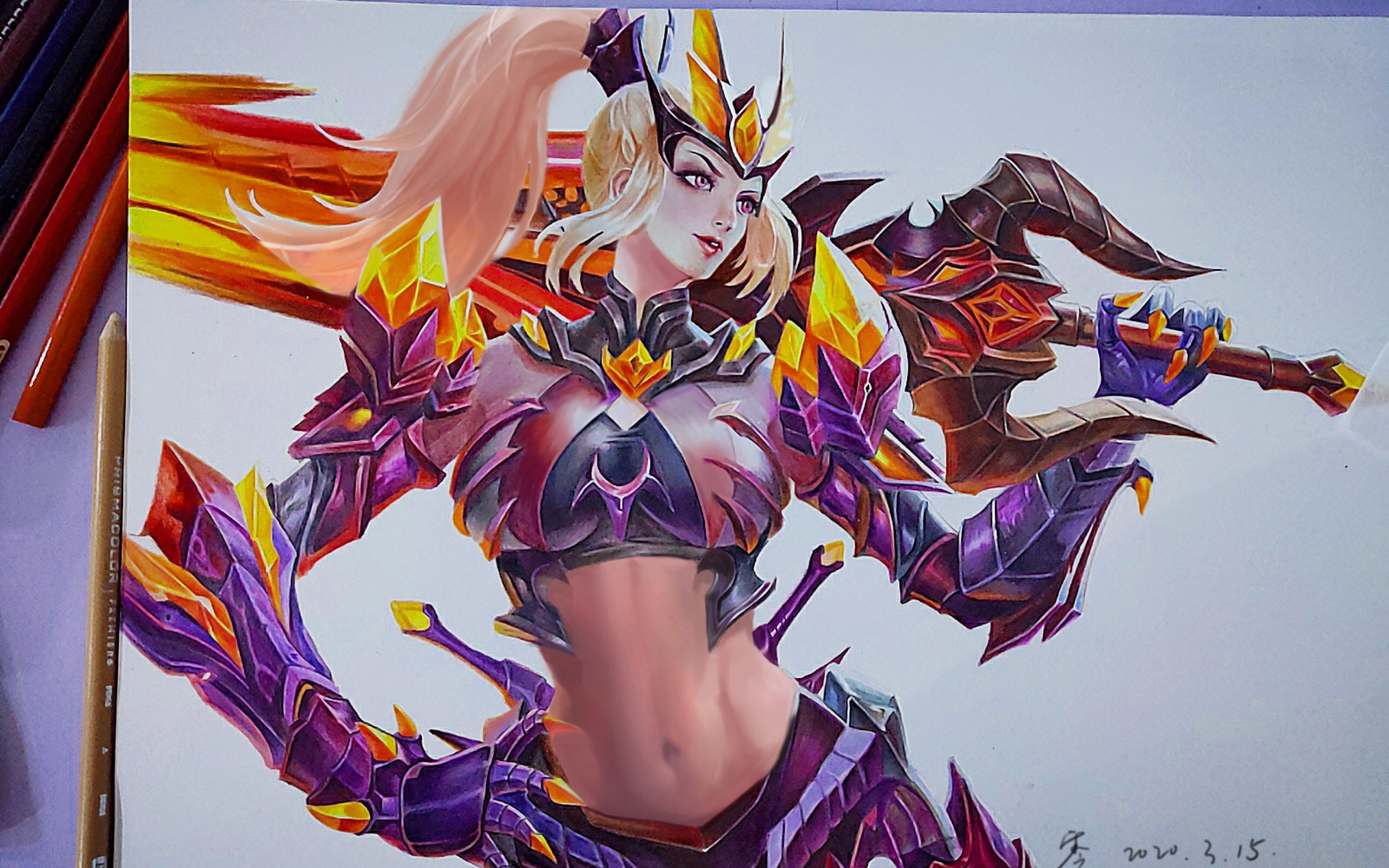 谁说女子不如男.花木兰彩铅局部.有小可爱喜欢的话再录个原速试试.