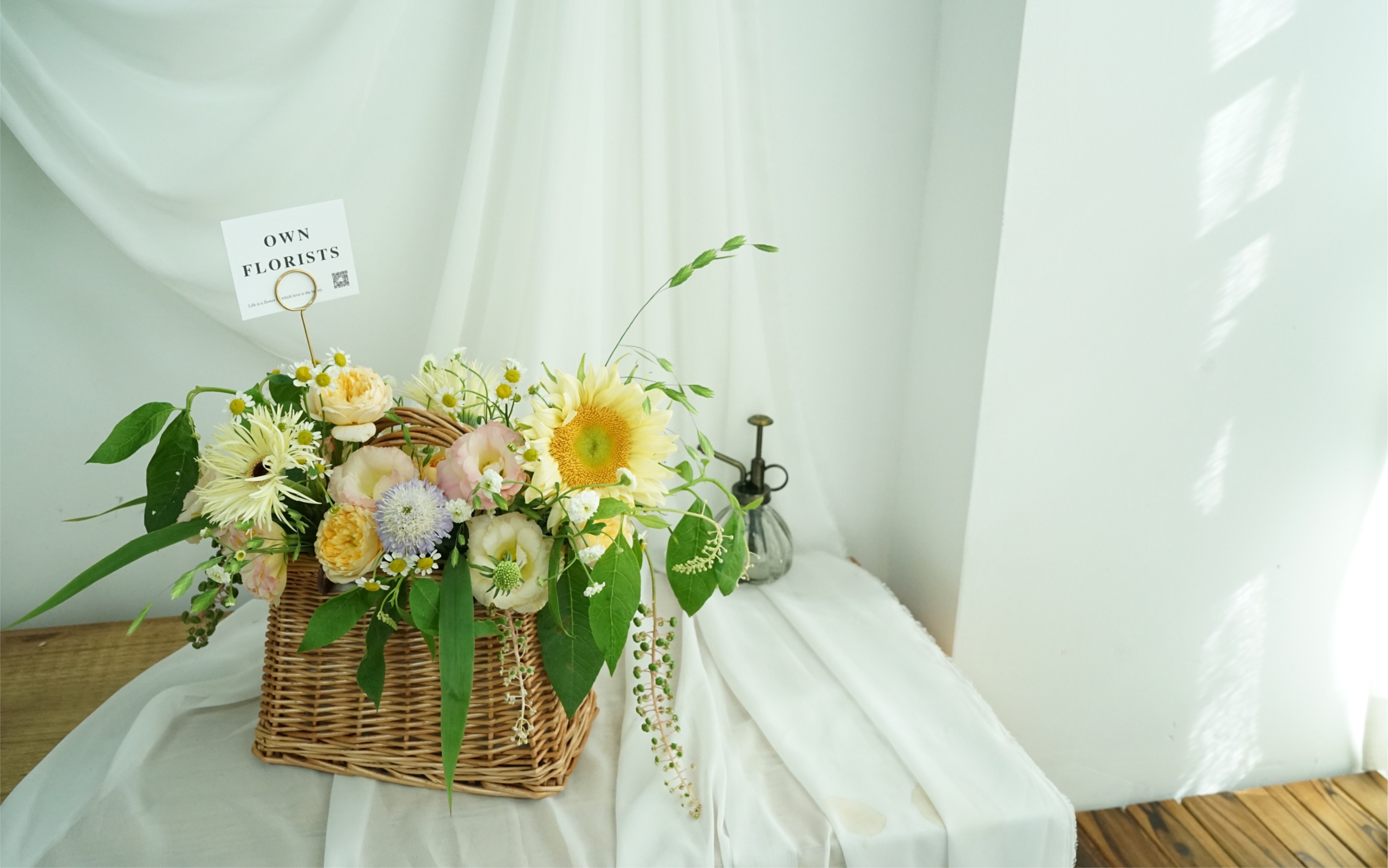 韩式自然风花篮Ⅰ野餐花篮Ⅰ零基础学插花ownflorists