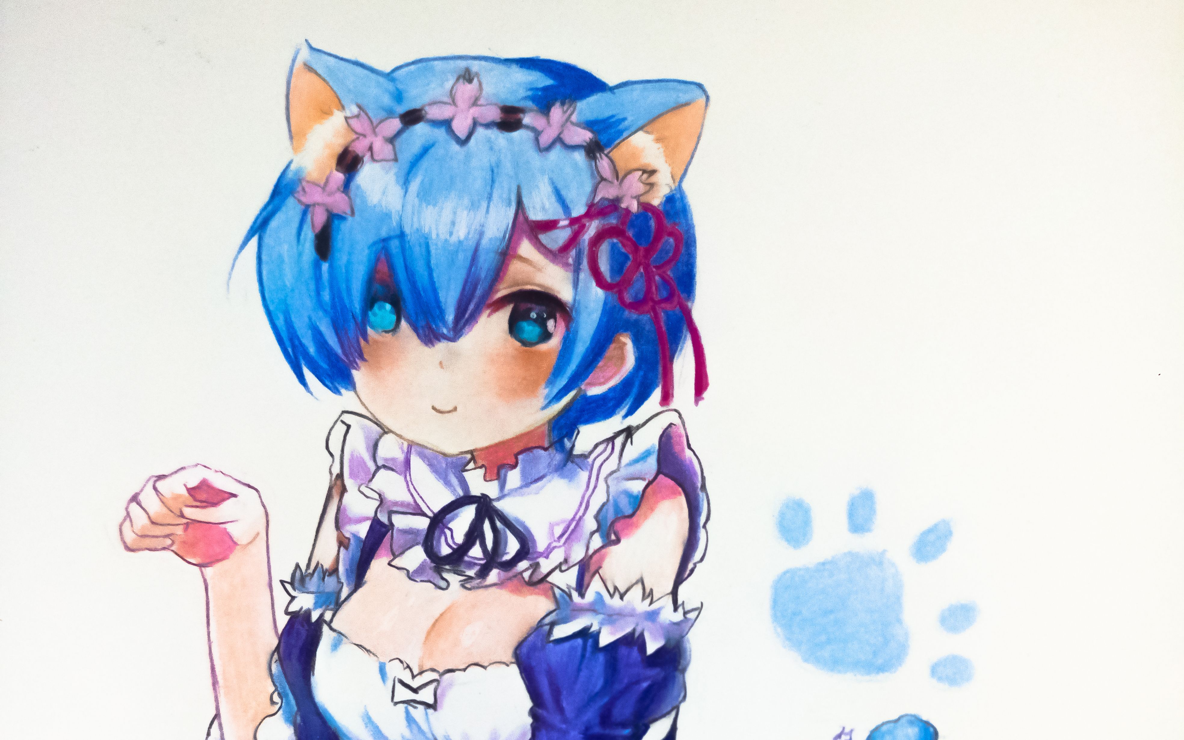 【彩铅手绘】教你用彩铅简单快速的画一只可爱的蕾姆,有问题可以直接