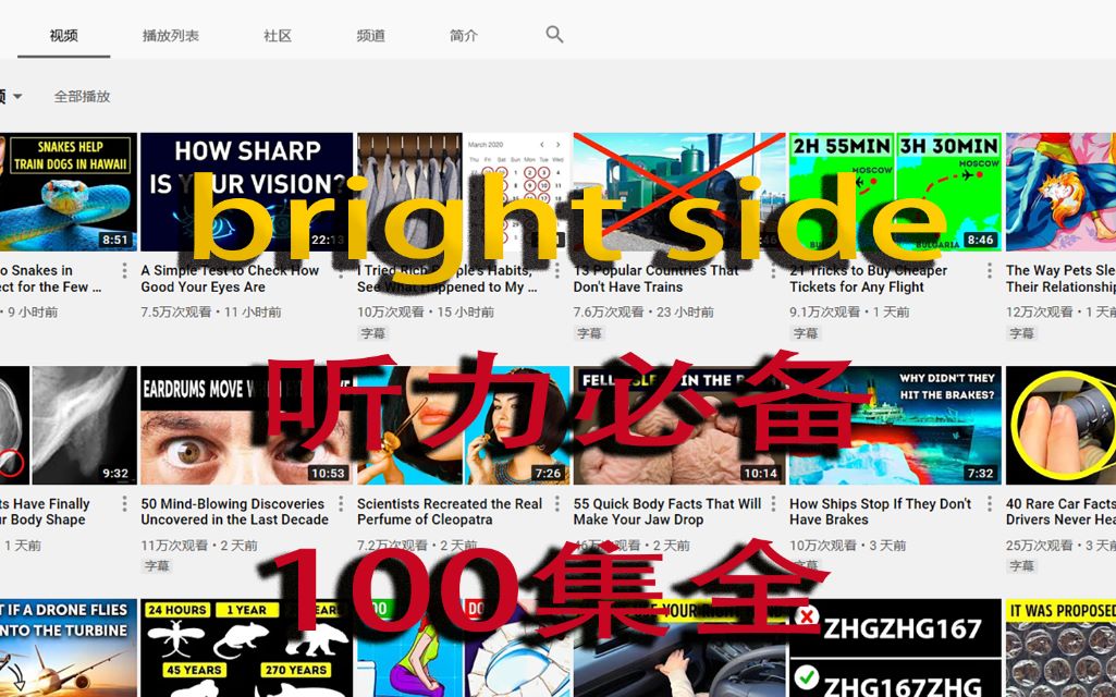 英语听力和口语经典视频bright side 100集全哔哩哔哩bilibili