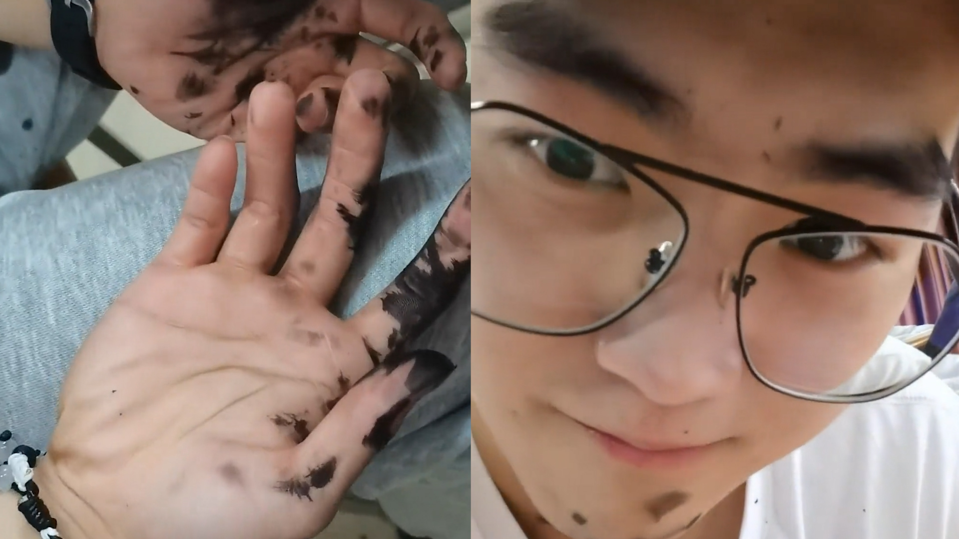 男生上课玩笔被墨水呲一身,害怕尴尬不敢去洗,最后表情逗笑网友