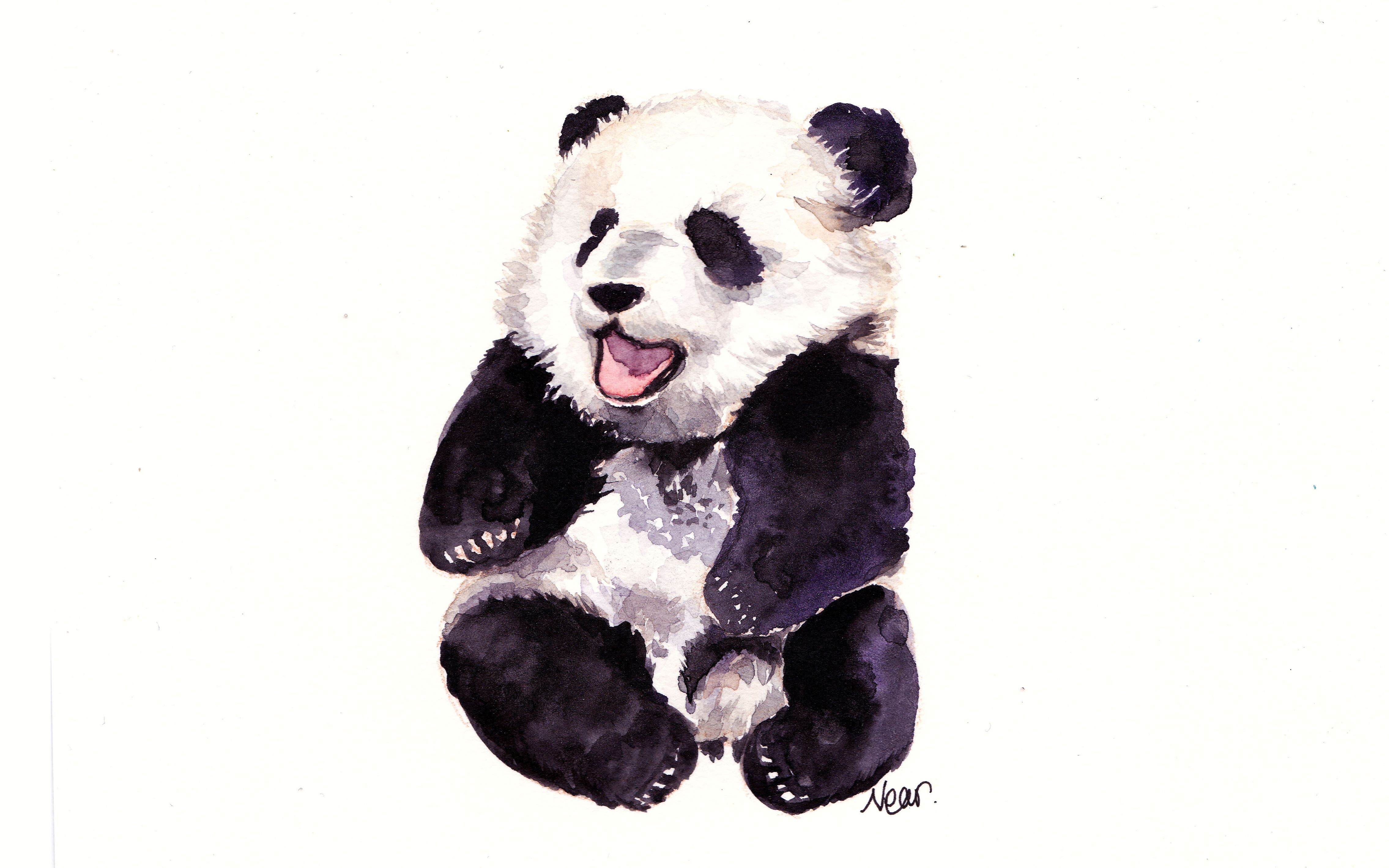 【水彩】手绘熊猫(想去看熊猫)