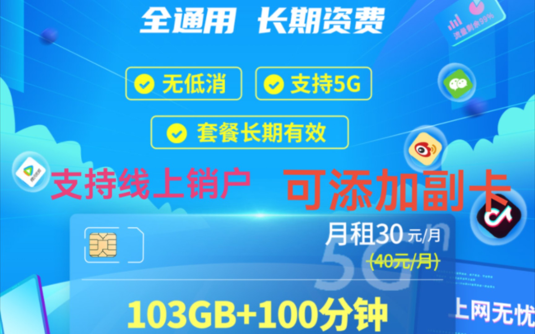 联通大流量,长期套餐,支持5G归属地广东,无合约,支持线上销户,可加副卡,流量长期,广东本地是联通人上门激活,省外京东上门激活,免费下单包...