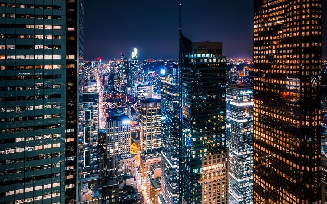 多伦多城市市中心夜景灯光