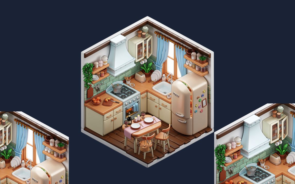 【3dmax建模】想拥有一个"温馨小厨房"吗?大佬带你三小时制作出来!