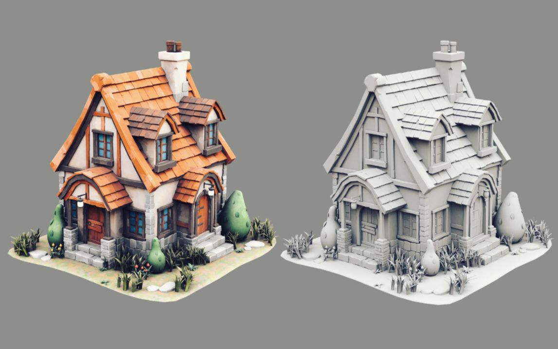 【3dmax建模】小型建筑场景模型制作,新手也能学的建模案例