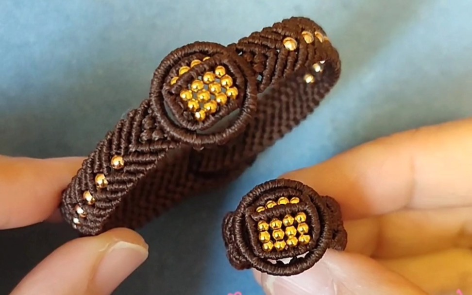 外圆内方小算盘手绳戒指手工编织