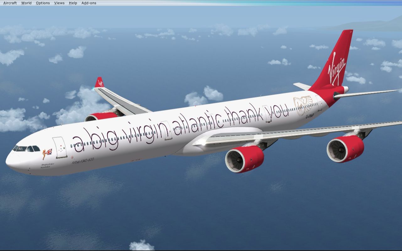 fsx维珍大西洋航空重启a340643超轻落地伦敦希斯罗