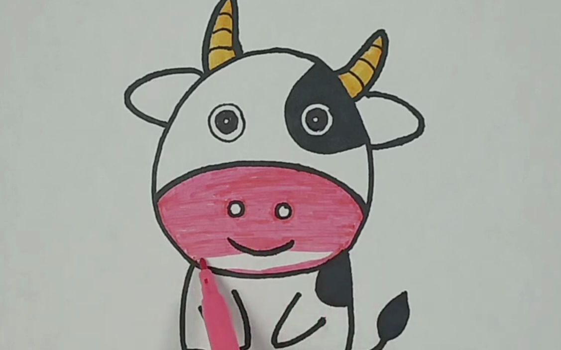 【简笔画】生肖牛,每天一幅简笔画(上色)