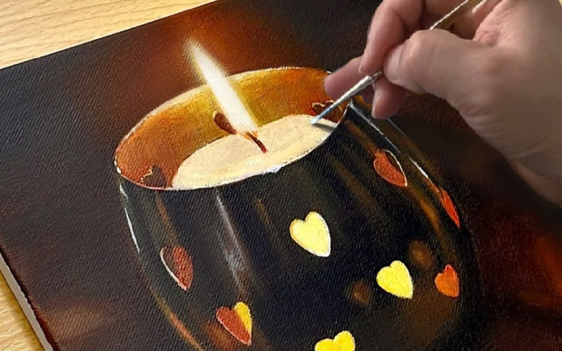 【丙烯画】【绘画教程】蜡烛How to Draw a Pretty Candle Acrylic Painting哔哩哔哩bilibili