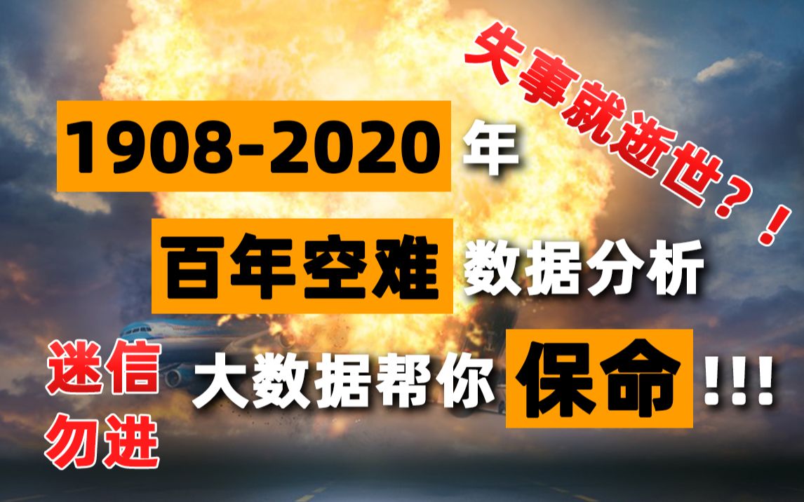 【Giao数据】迷信勿进!失事就逝世?19082020百年飞机空难数据分析,大数据帮你保命!!!哔哩哔哩bilibili