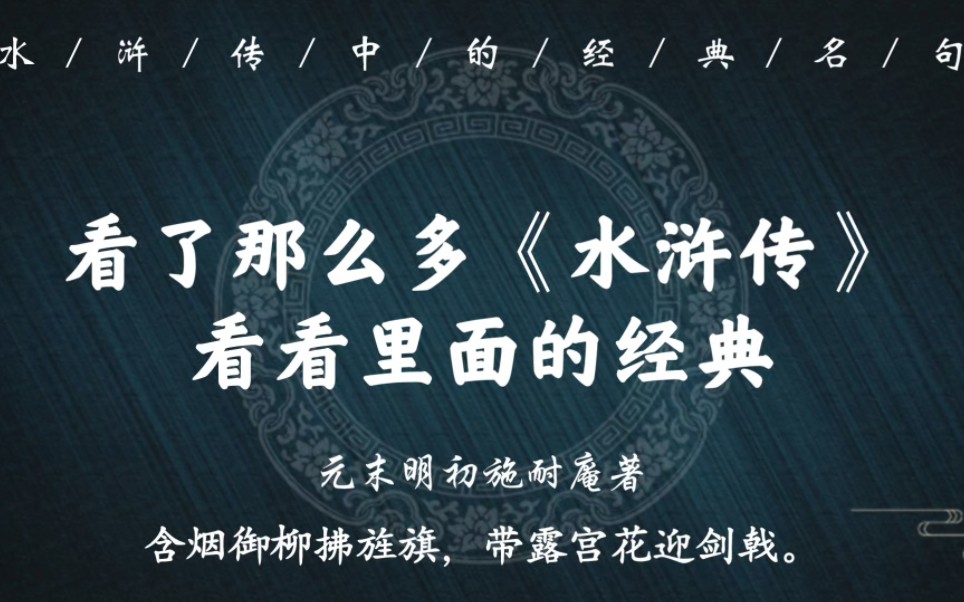 “手提三尺龙泉剑,不斩奸邪誓不休”|看了那么多遍剧版《水浒传》,来看看书里面的名句哔哩哔哩bilibili