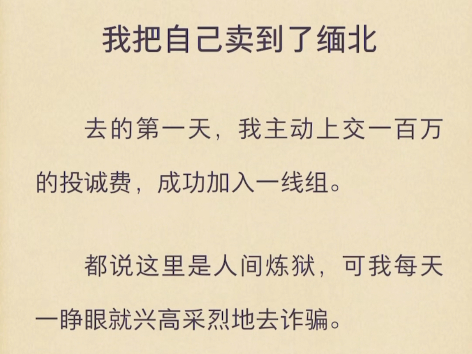 [图]（完结）我把自己卖到了缅北。去的第一天，我主动上交一百万的投诚费，成功加入一线组。