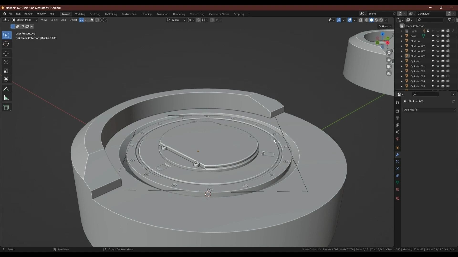 【blender】硬表面佈線建模—圓盤產品 part2(中文