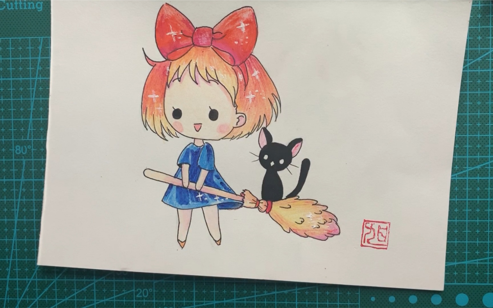 q版漫画临摹魔女宅急便彩铅上色部分