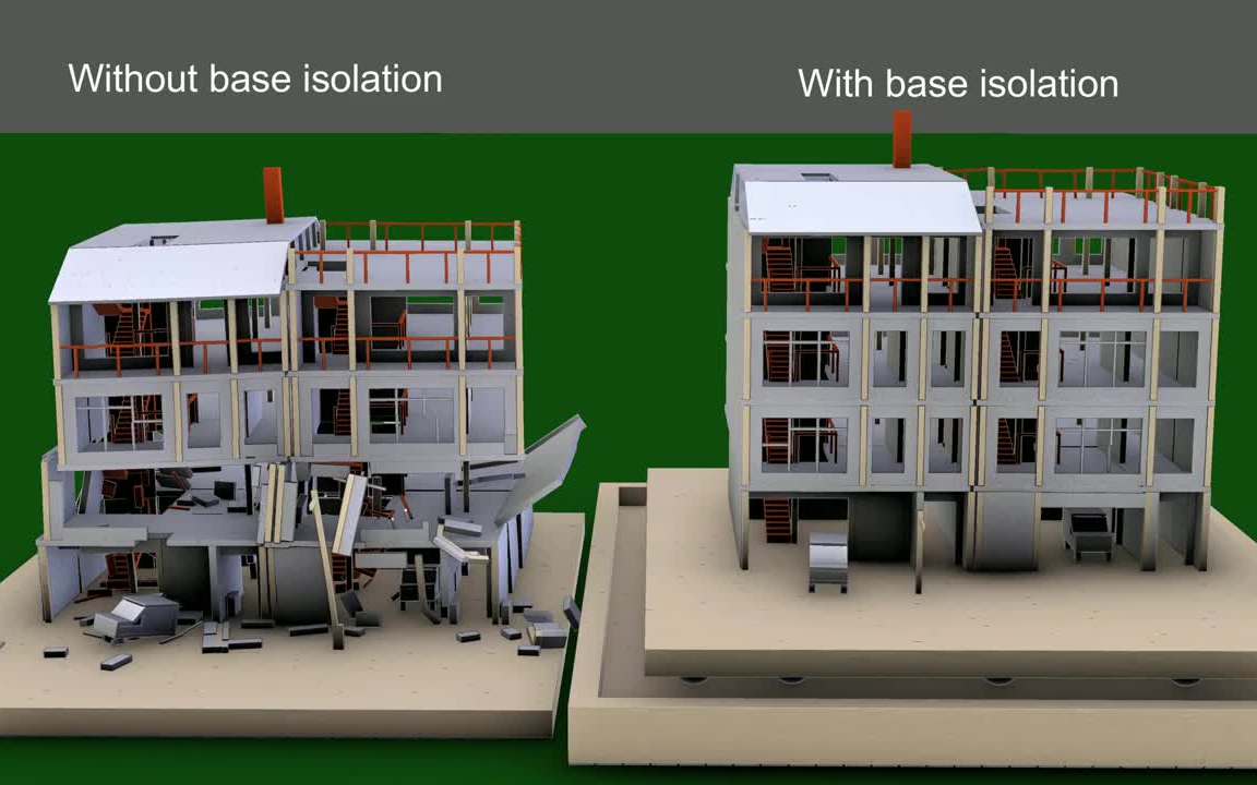 【建筑灾害模拟】基础隔震如何在地震中保护建筑 (作者:EarthquakeSim)哔哩哔哩bilibili