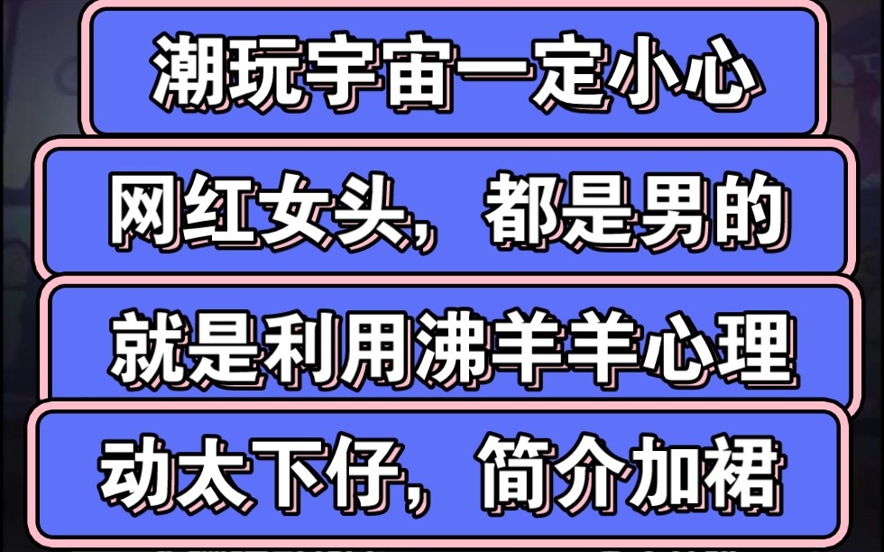 不管是潮玩宇宙还是其他的,都要小心网红女头,骗子千千万,网红女头占一半哔哩哔哩bilibili