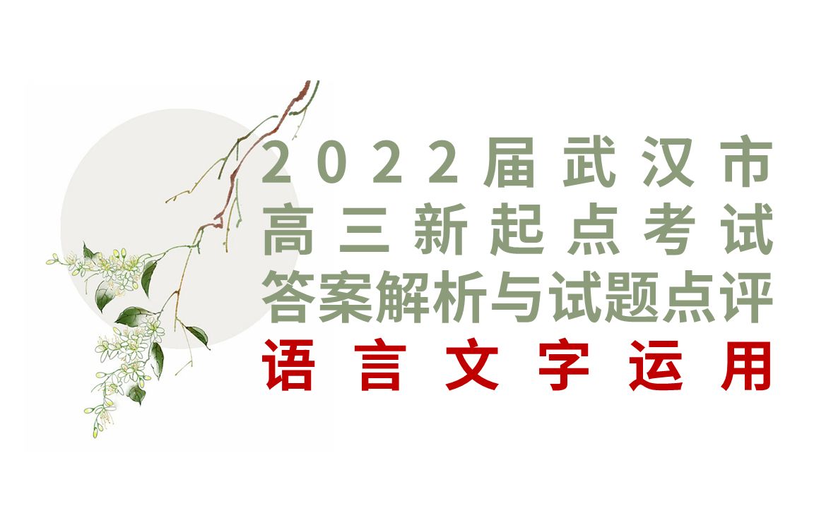 全网独家!语言文字运用 / 2022届武汉市高三新起点考试答案解析与试题点评哔哩哔哩bilibili