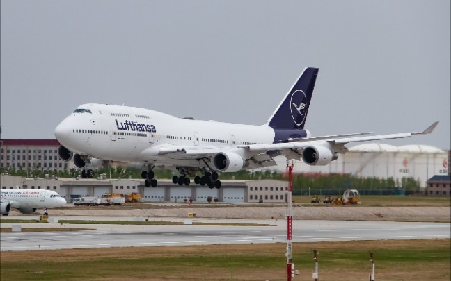 [拍机]4.30德国汉莎航空B747400落地青岛胶东runway35哔哩哔哩bilibili