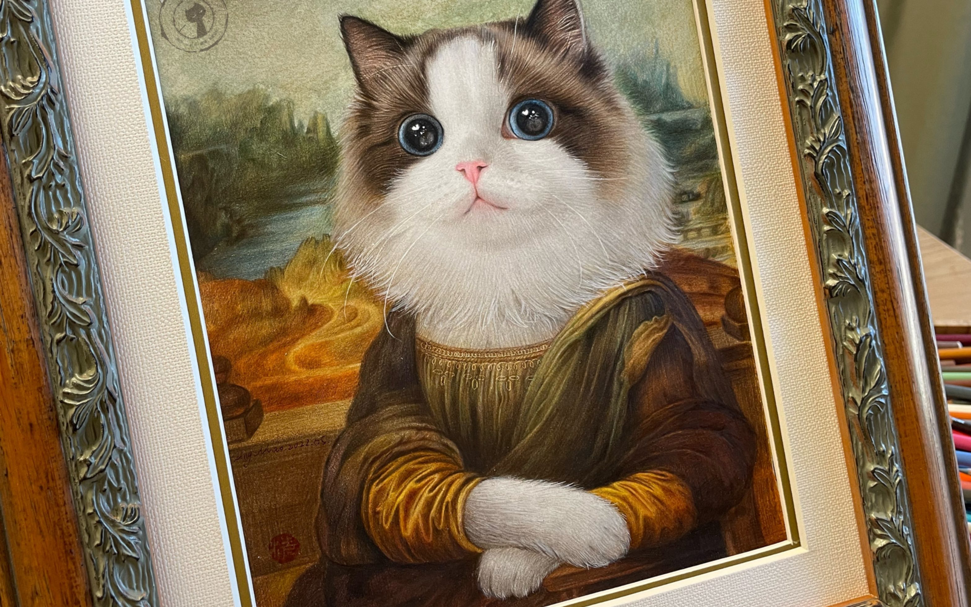名画中的猫咪|cos蒙娜丽莎的微笑_哔哩哔哩_bilibili