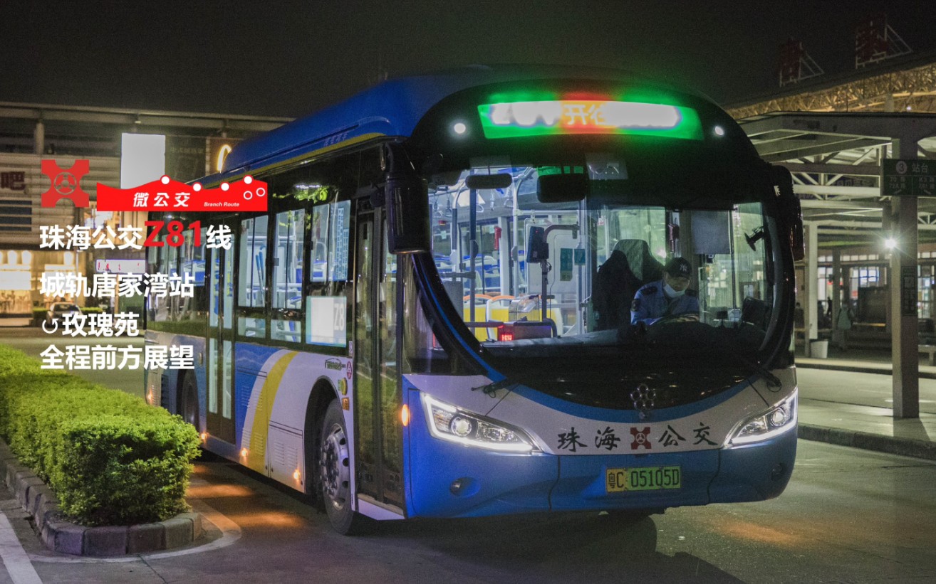 珠海公交ep125珠海公交z81线城轨唐家湾站66玫瑰苑全程前方展望pov