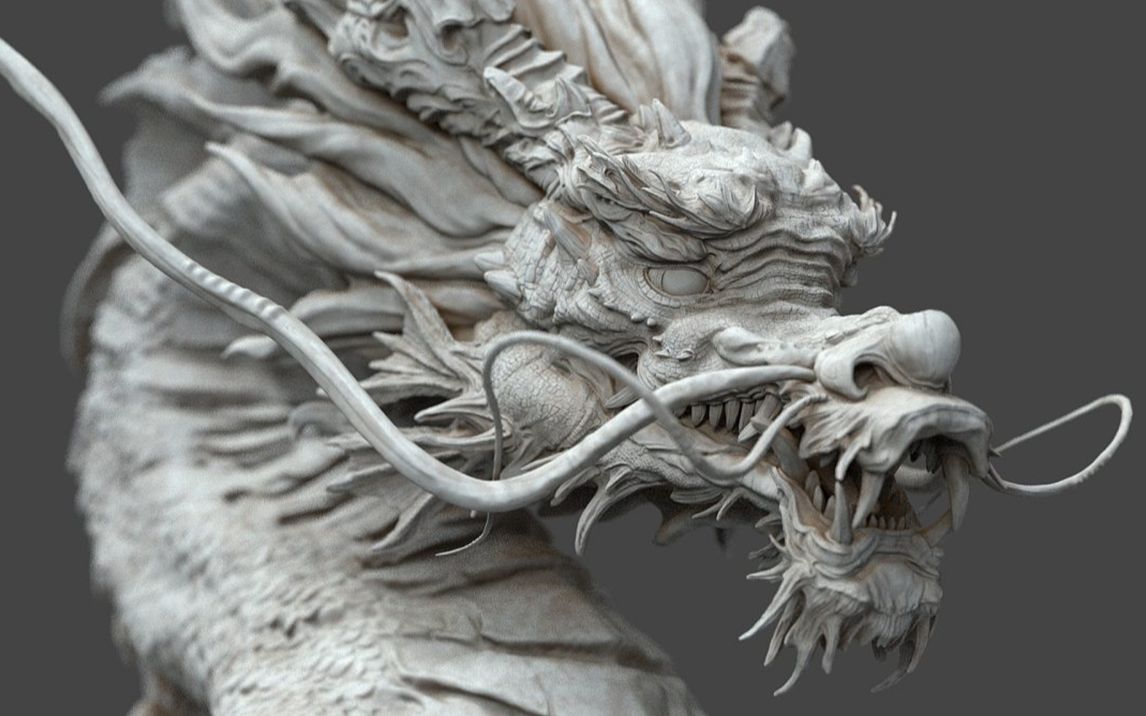 次世代高模雕刻制作,zbrush零基础建模教程,中国龙雕刻流程详解