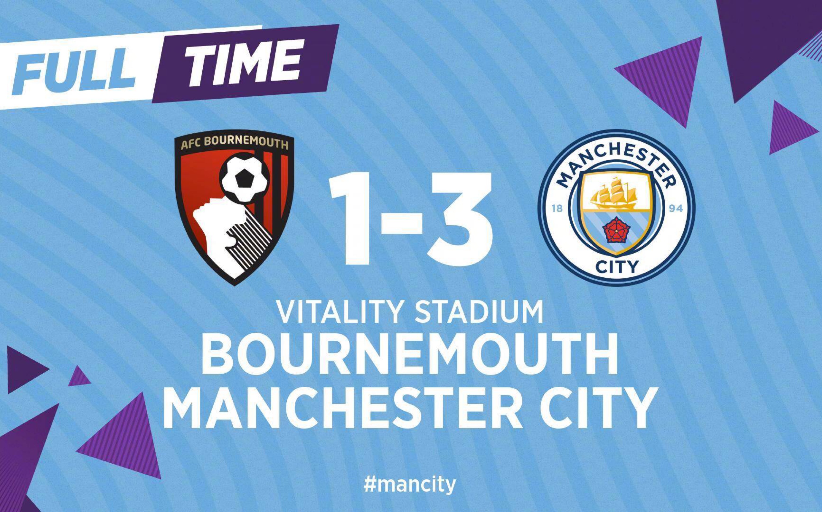 1819赛季英超第三轮 伯恩茅斯 vs 曼城 (1:3集锦)var is 黑