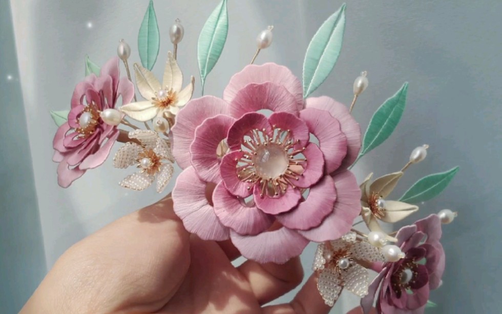 粉嫩牡丹缠花发冠开团啦!快叫上你的小姐妹