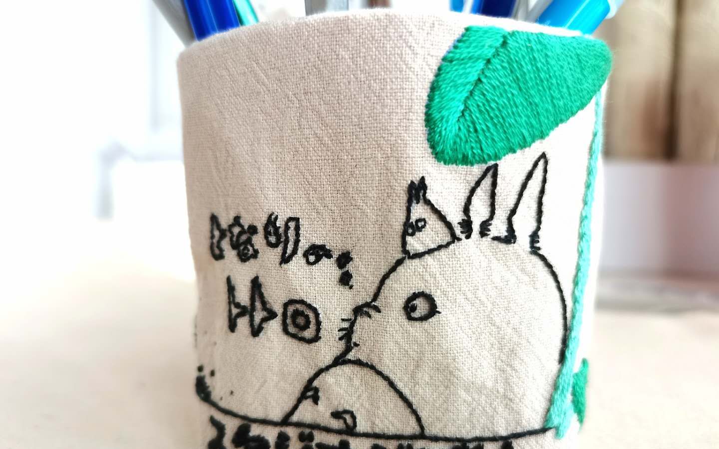 刺绣教程龙猫刺绣手工收纳桶龙猫刺绣视频教程