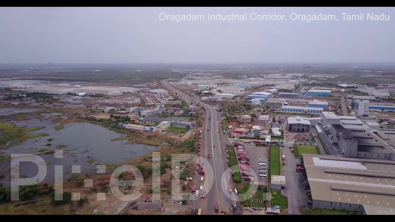 印度第6大城市金奈oragadam工业区鸟瞰 --4k