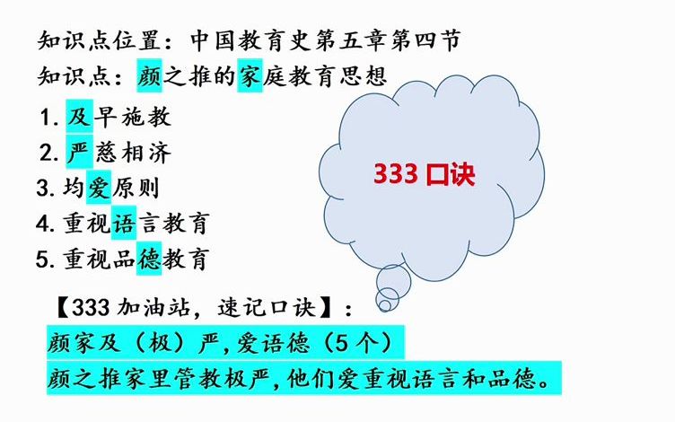 333超好记背诵口诀 颜之推的家庭教育思想 333口令 顺口溜哔哩哔哩bilibili