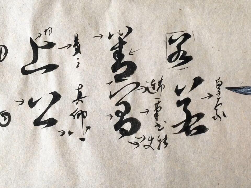 草書 上善若水”草书的两种写法，王羲之：堪称遒劲有力，太实用了_哔哩哔哩_