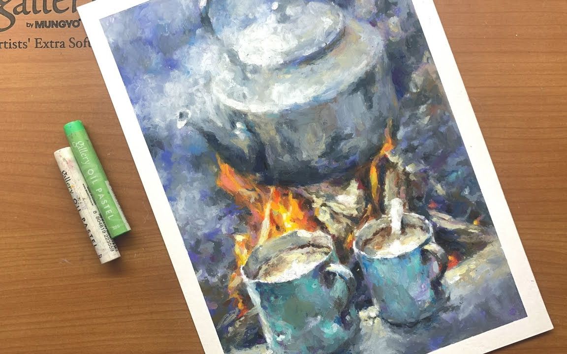 【油画棒】低音炮小哥哥教你画露营水壶