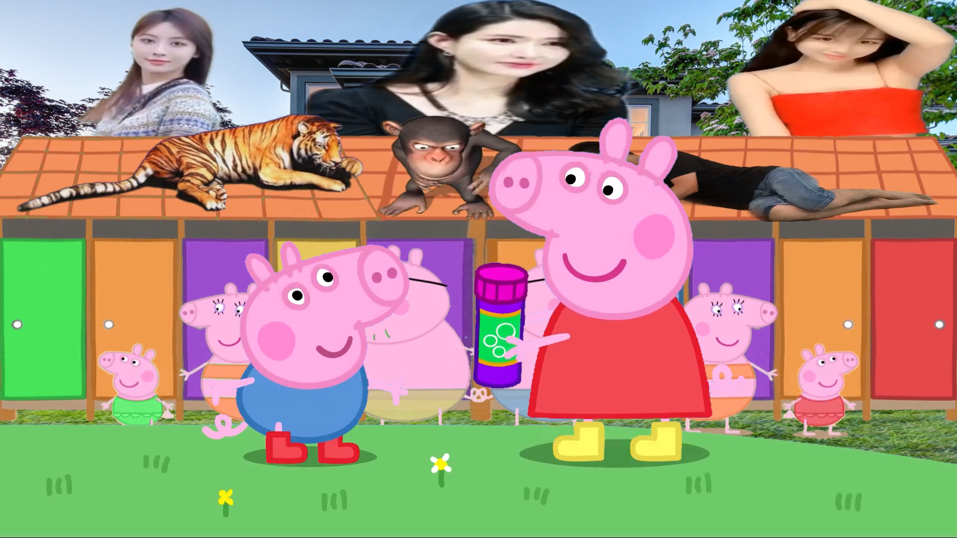 小猪佩奇搞笑配音:佩姐正在教她小老弟治哥吹泡泡