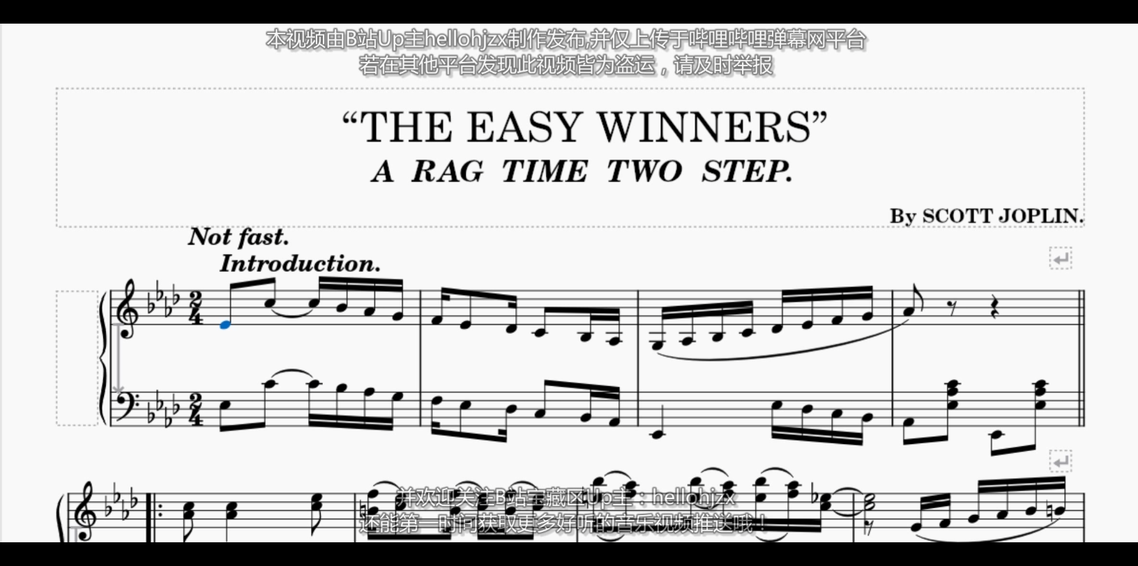 [图]乔普林：原版《天生赢家（拉格泰姆二步舞曲）》-Scott Joplin:The Easy Winners Rag（1901年发表的代表作）