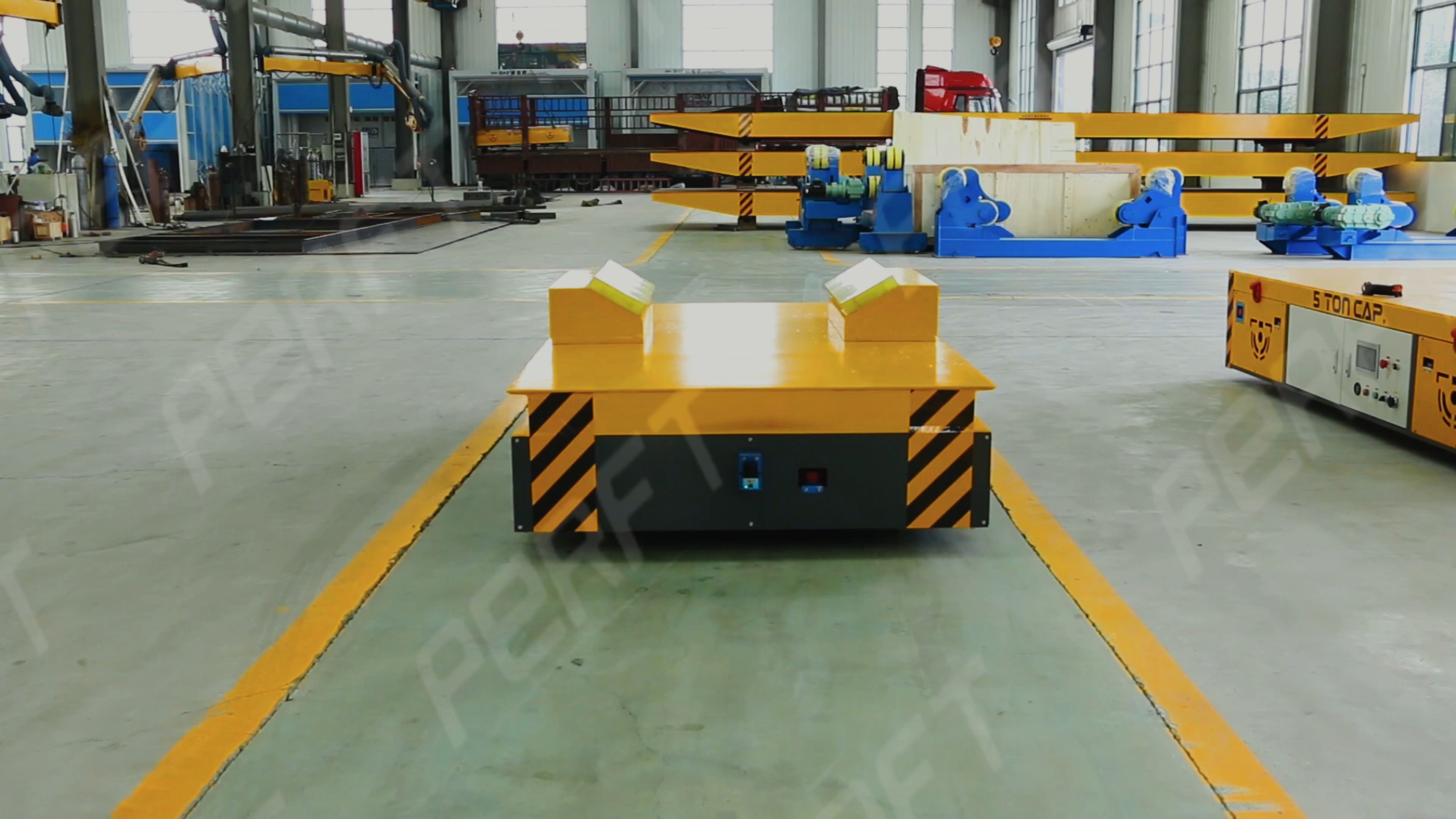 车间电动无轨平车 遥控可转弯平板车演示